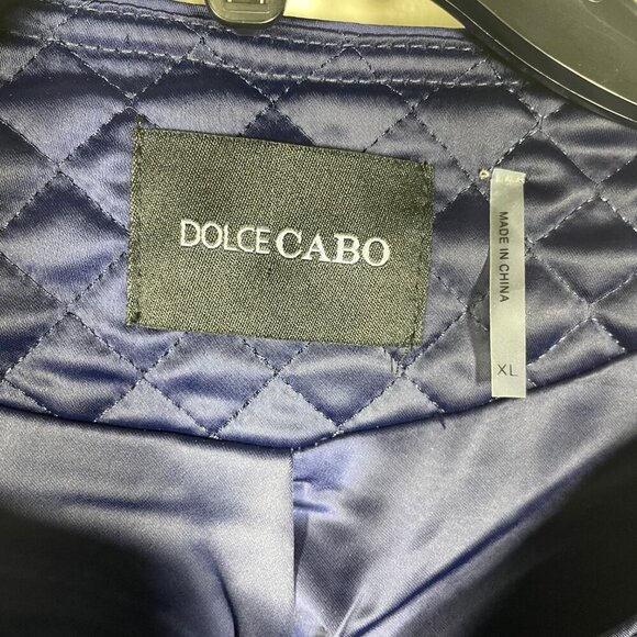 Dolce Cabo Women's Navy Quilted Full Zip Jacket Short XL Gold Zipper Detail! - Picture 3 of 4